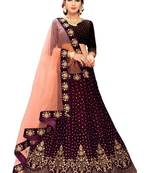 Purple  Embroidered Satin With Blouse Stylish Lahengha Choli