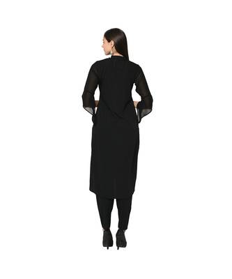 Women's Black Color Straight Foil Print Kurta Pant Set 3