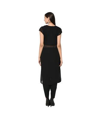 Women's Black Color A-Line Foil Print Kurta Pant Set 3