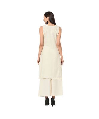 Women's White Color A-Line Foil Print Kurta Palazzo Set 3