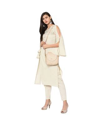 Women's White Color Straight Foil Print Kurta Pant Set 1