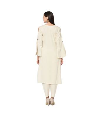 Women's White Color Straight Foil Print Kurta Pant Set 3