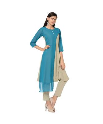 Women's White Color Straight Foil Print Kurta Pant Set 4
