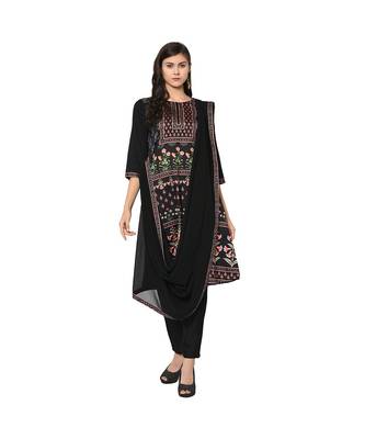 Women's Black Color A-Line Digital Print Kurta Palazzo Set 2