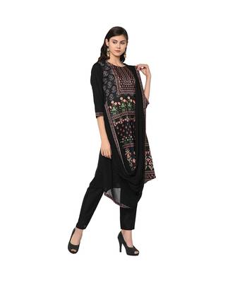 Women's Black Color A-Line Digital Print Kurta Palazzo Set 4