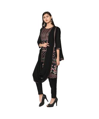 Women's Black Color A-Line Digital Print Kurta Palazzo Set 5