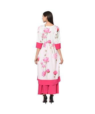 Women's White Color Flared Digital Print Kurta Palazzo Set 3