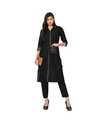 Women's Black Color Straight Digital Print Kurta Pant Set 1