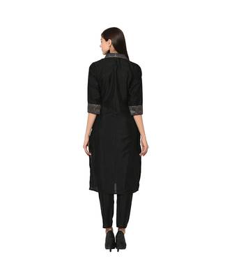 Women's Black Color Straight Digital Print Kurta Pant Set 3