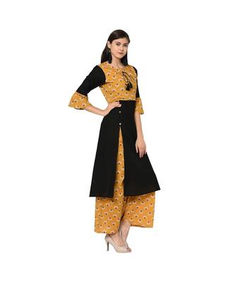 Women's Black Color Straight Digital Print Kurta Pant Set 4