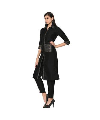 Women's Black Color Straight Digital Print Kurta Pant Set 5