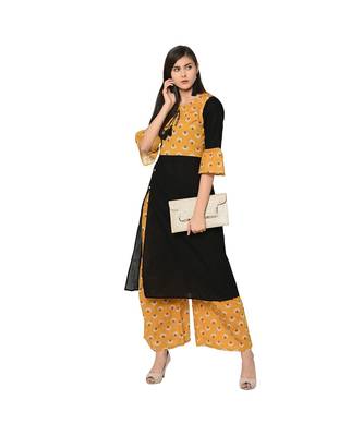 Women's Black Color A-Line Digital Print Kurti 1