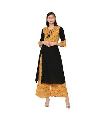 Women's Black Color A-Line Digital Print Kurti 2