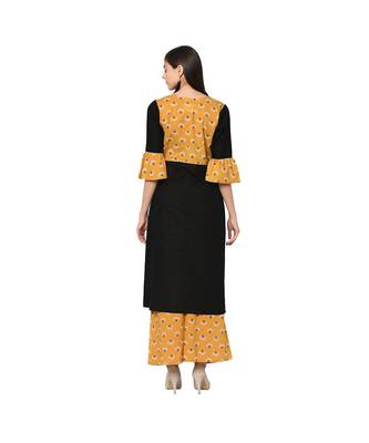 Women's Black Color A-Line Digital Print Kurti 3