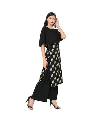 Women's Black Color Straight Foil Print Kurta 4
