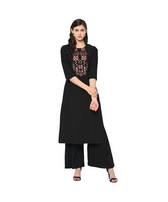 Women's Black Color Straight Foil Print Kurti 2