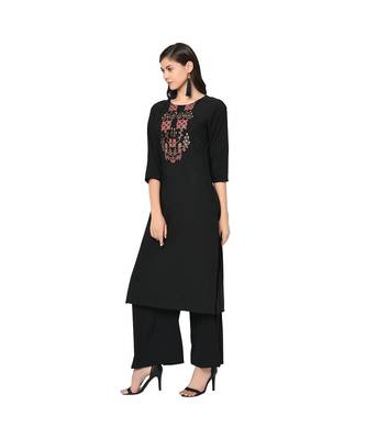 Women's Black Color Straight Foil Print Kurti 4