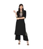 Women's Black Color Straight Foil Print Kurti