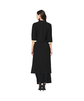Women's Black Color Straight Foil Print Kurti 3