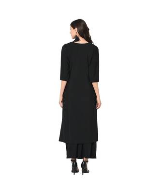 Women's Black Color Straight Foil Print Kurti 3