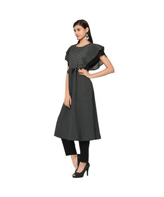 Women's Grey Color Flared Foil Print Kurta 5