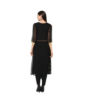 Women's Black Color Flared Foil Print Kurti 3