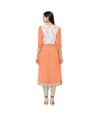 Women's Orange Color Flared Digital Print Kurti 3