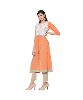 Women's Orange Color Flared Digital Print Kurti 5
