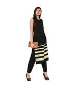 Women's Black Color Straight Foil Print Kurta