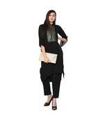 Women's Black Color Straight Foil Print Kurti