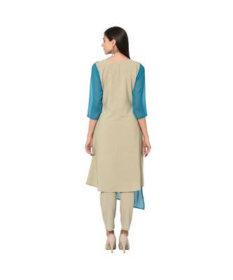 Women's Sky Blue Color Flared Solid Kurta 3