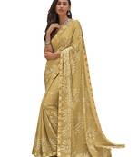 Yellow printed georgette saree with blouse