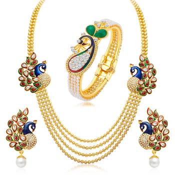 Gold pearl jewellery-combo 1