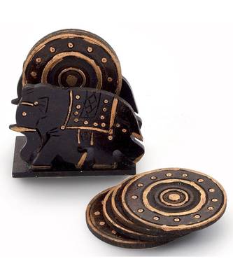 Elephant Design Wooden Tea Coaster Handicraft -110 2