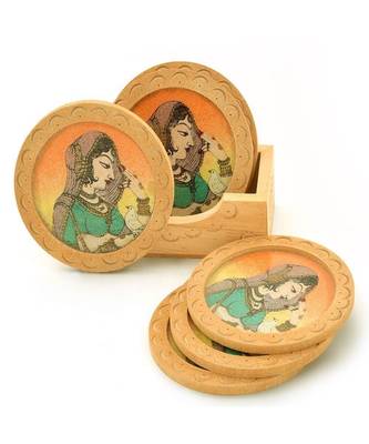 Gemstone Painting Wooden Tea Coasters Gift -111 2