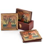 Gemstone Painting Pure Brass Tea Coasters Gift 112
