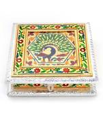 White Metal Pure Meenakari Work Dry Fruit Box -191