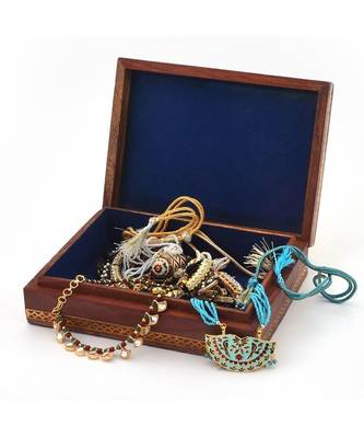 Gemstone Meera Painting Wooden Jewelry Box 256 2