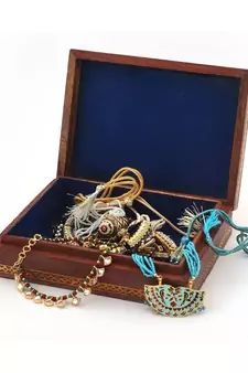 Gemstone Meera Painting Wooden Jewelry Box 256