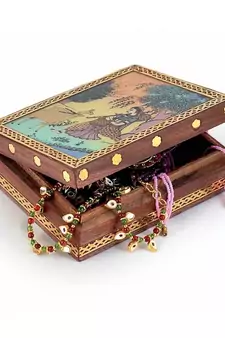 Meera Gemstone Painting Wooden Jewelry Box 257