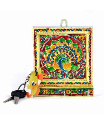 Meenakari Artwork 3 Key Stand in White Metal 286 2