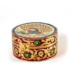 Meenakari Art White Metal Round Dry fruit Box 291
