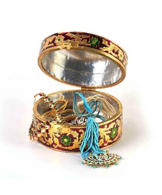Meenakari Art White Metal Round Dry fruit Box 291 2