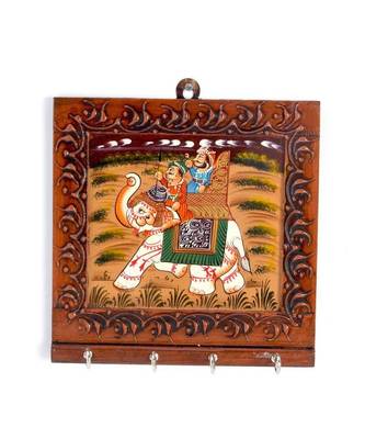 Wooden Carved and Hand painted Four Key Stand 300 1