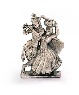 Lord Radha Krishna Antique White Metal Idol 311 1