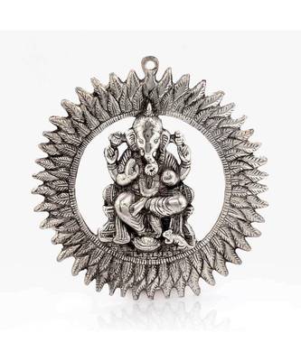 Unique White Metal Chakra Ganesha Idol Hanging 314 1