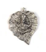 Oxidized White Metal Leaf Ganesha Idol Hanging 322