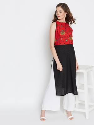 Red printed cotton cotton-kurtis 1