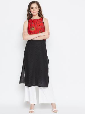 Red printed cotton cotton-kurtis 2