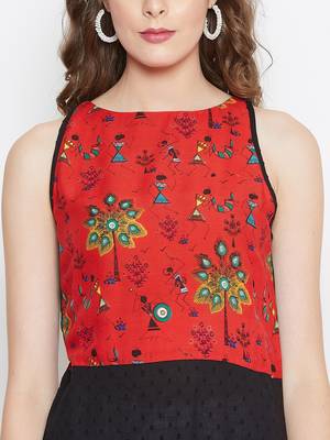 Red printed cotton cotton-kurtis 5